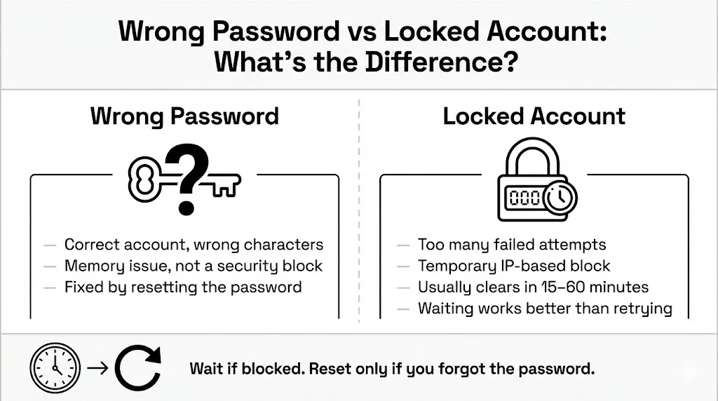 Difference Between a Wrong Password and a Locked Account