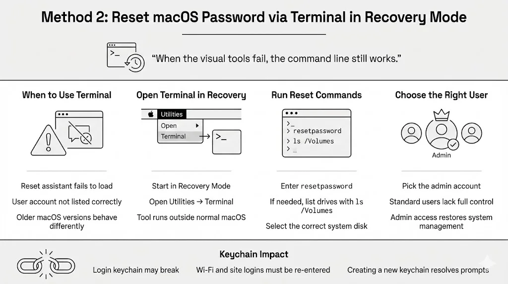 Reset macOS Password via Terminal in Recovery Mode
