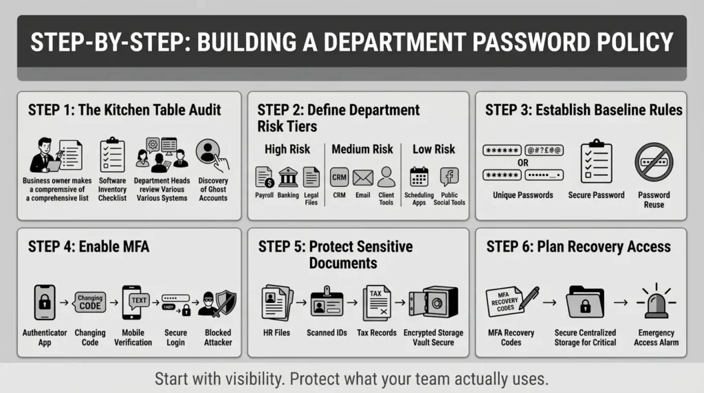 step by step building a department password policy