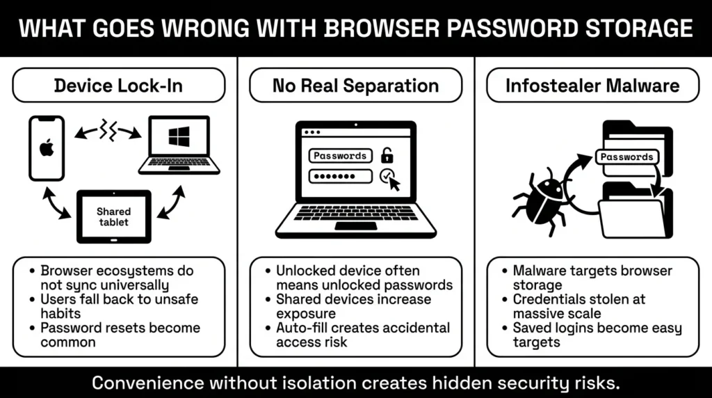 what usually goes wrong with browser password storage