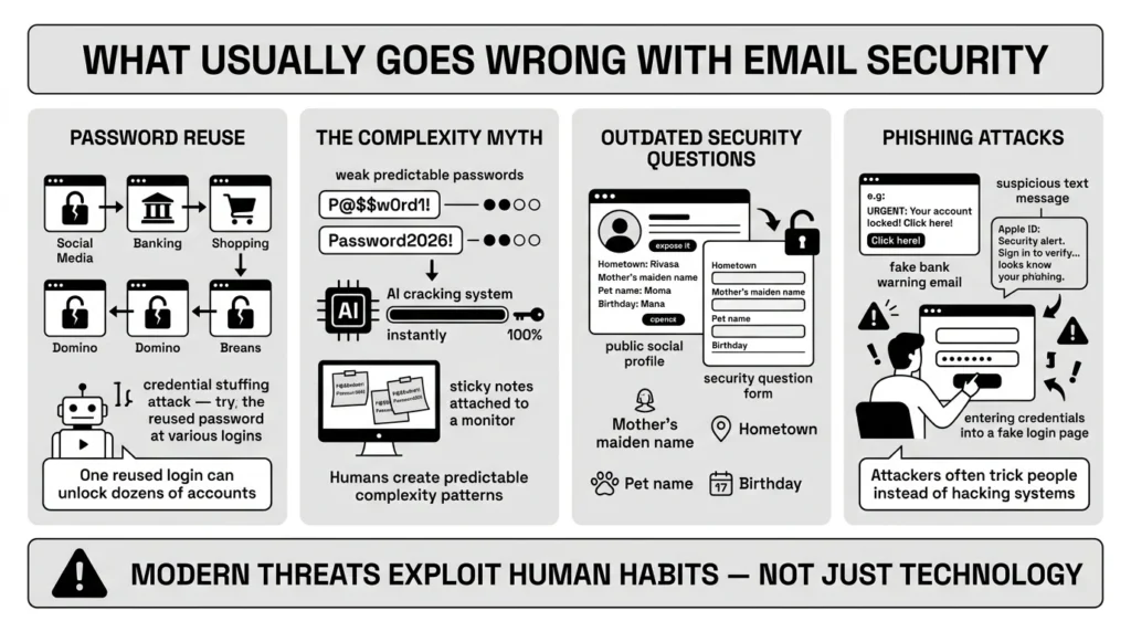 what usually goes wrong with email security