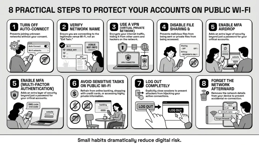 8 practical steps to protect your accounts on public wifi