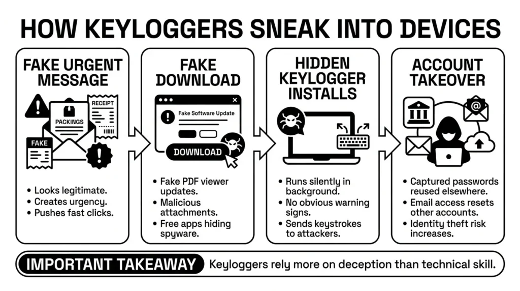 how keyloggers sneak into devices