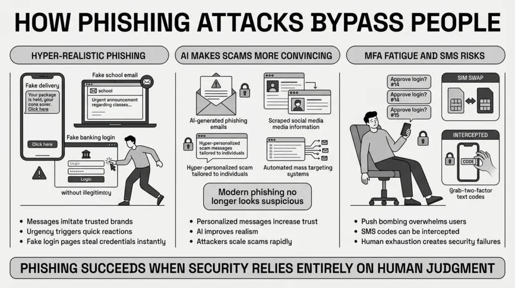 how phishing attacks bypass people