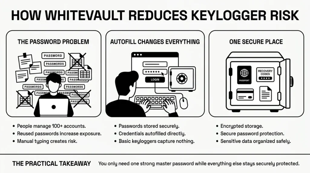 how whitevault reduces keylogger risk