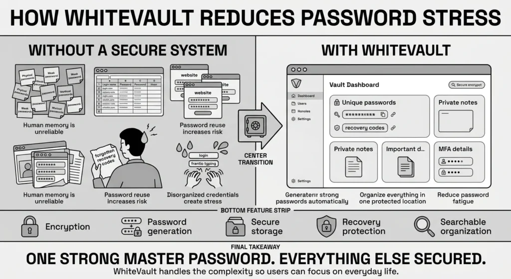 how whitevault reduces password stress