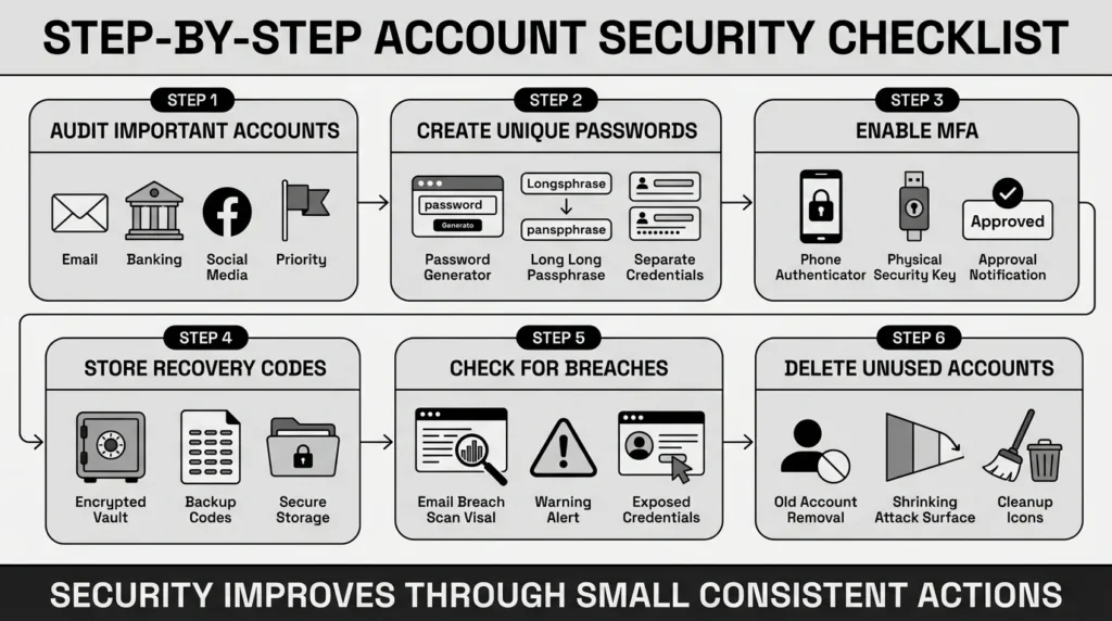 step by step account security checklist