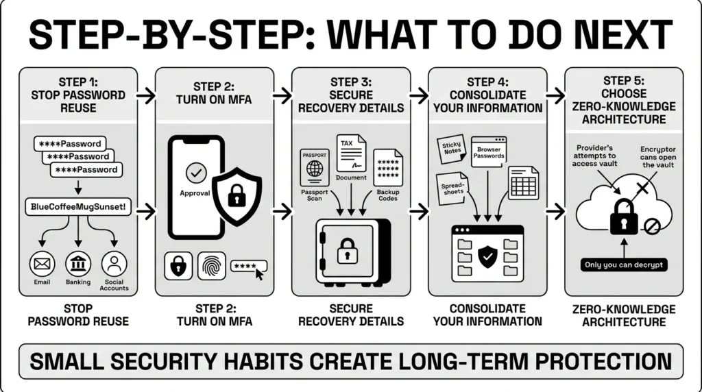 step by step what to do next