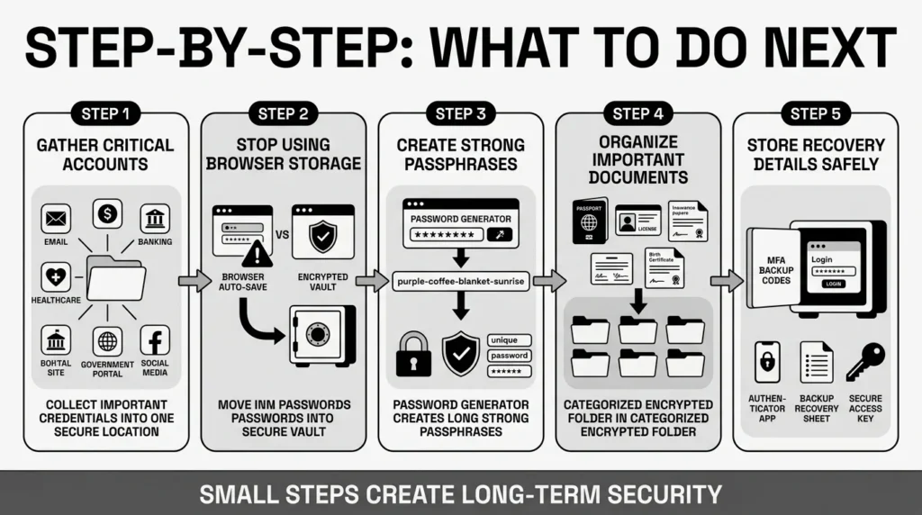 step by step what to do next