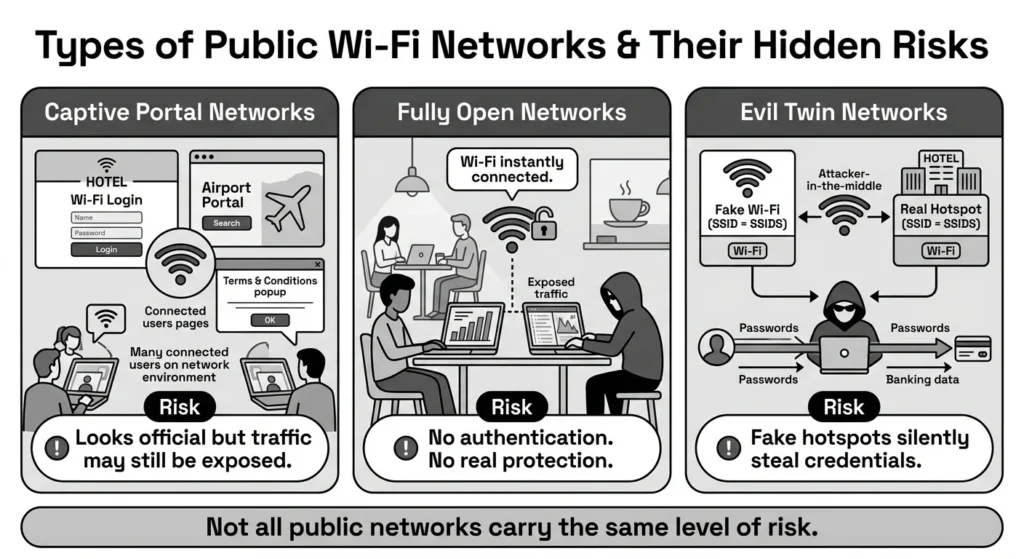 types of public wifi networks and their hidden risks