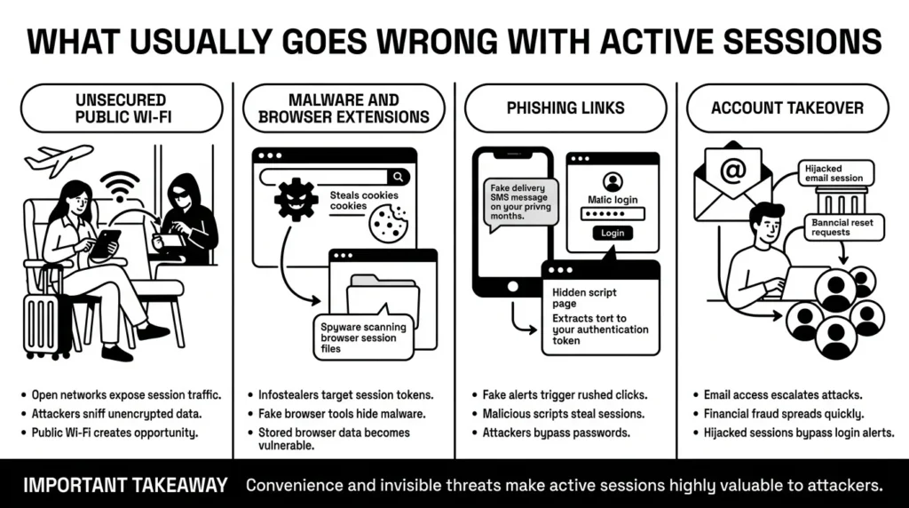 what usually goes wrong with active sessions